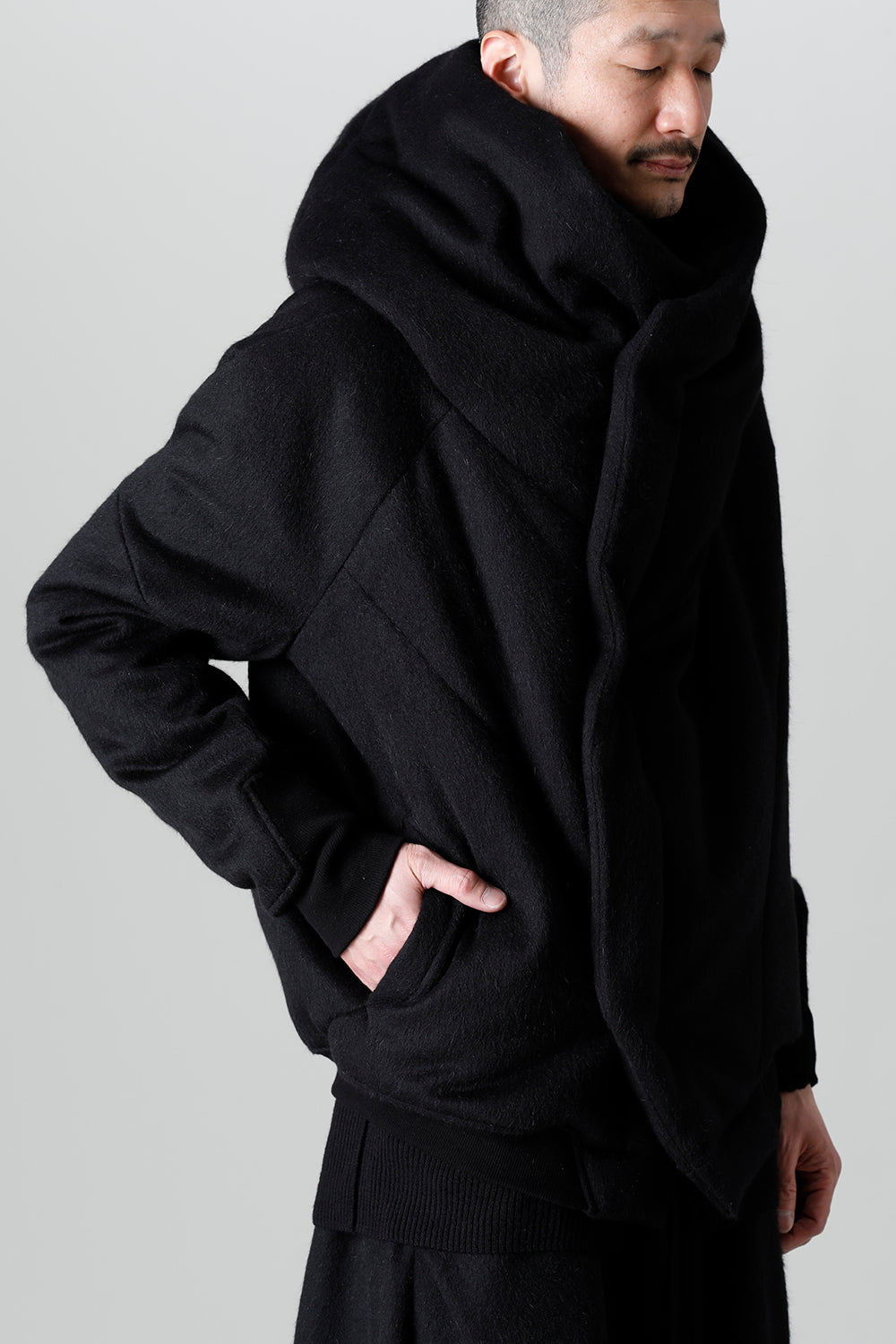 Hood Blouson Angora Wool Cashmere Beaver