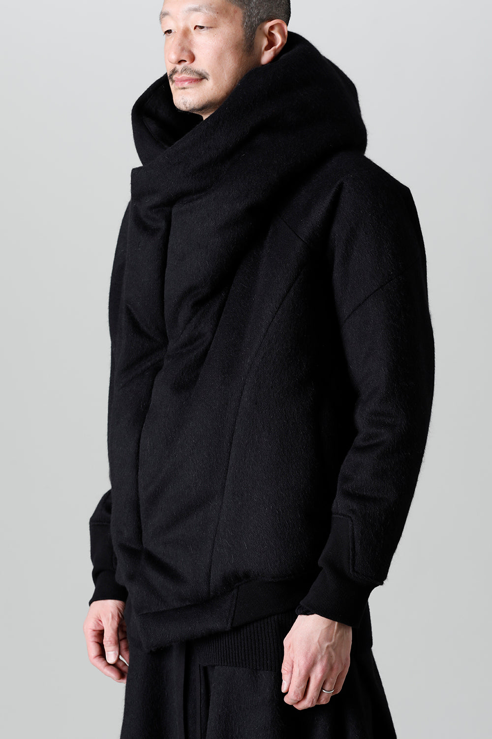 Hood Blouson Angora Wool Cashmere Beaver