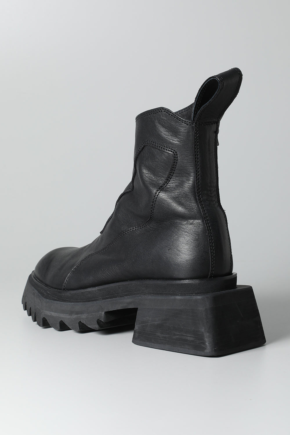 Cow Leather Side Zip Up Boots