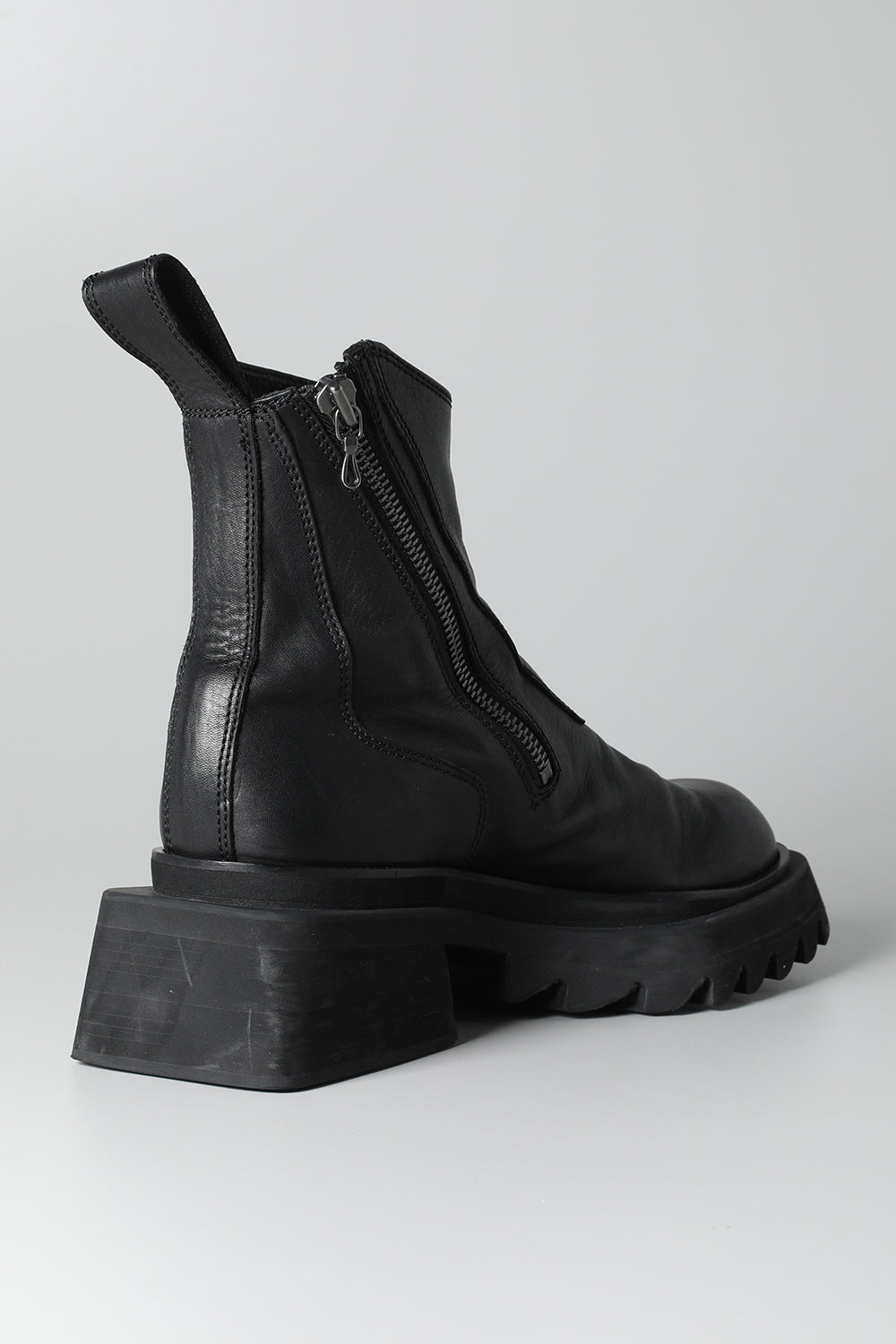 Cow Leather Side Zip Up Boots