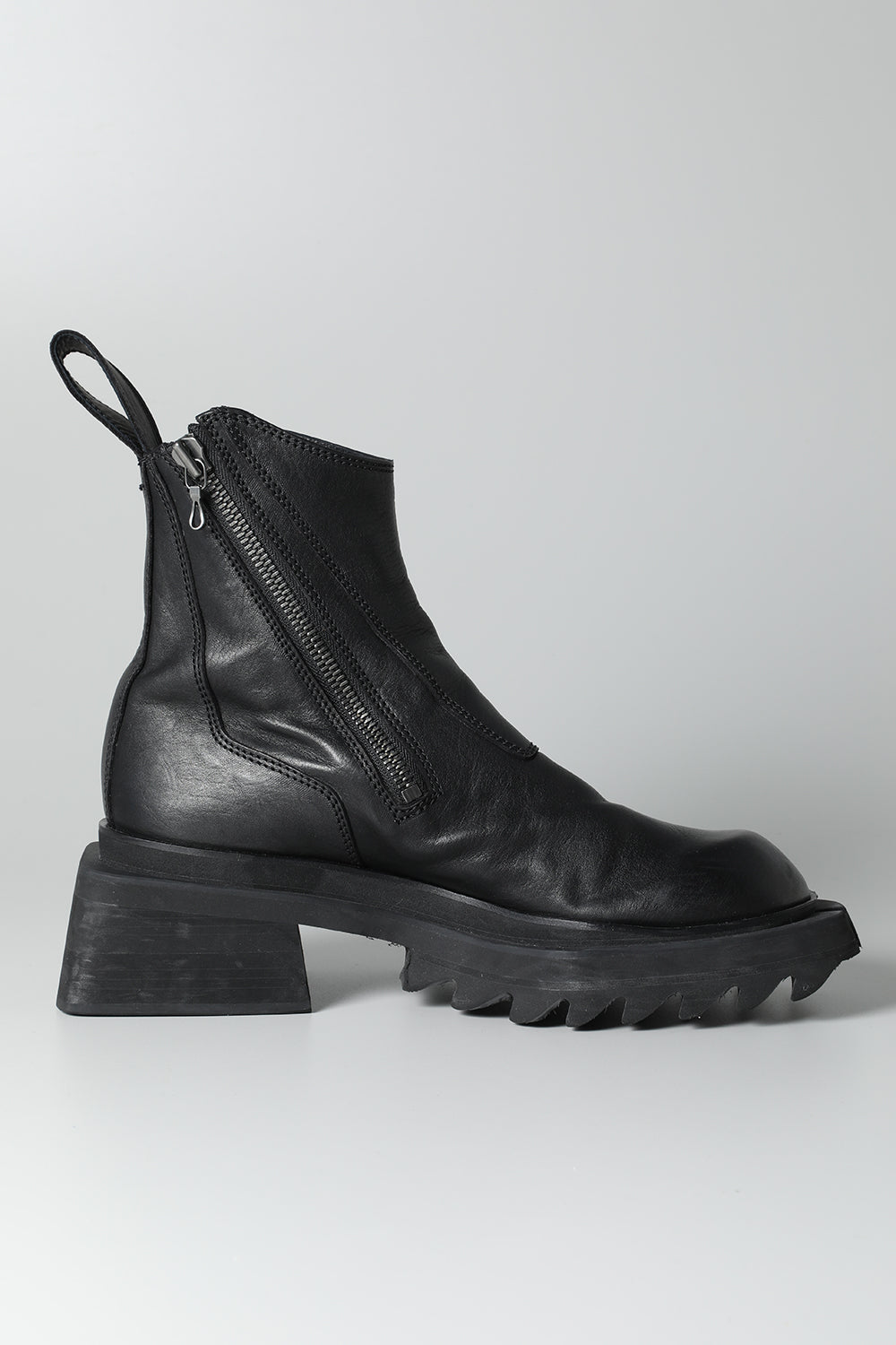 Cow Leather Side Zip Up Boots