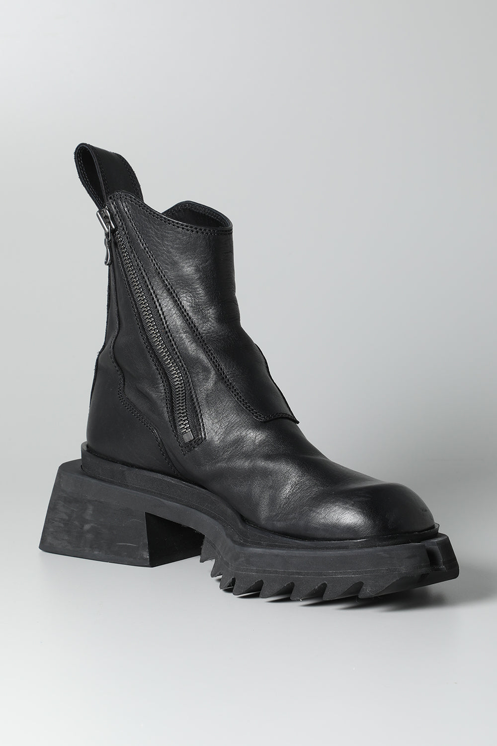 Cow Leather Side Zip Up Boots