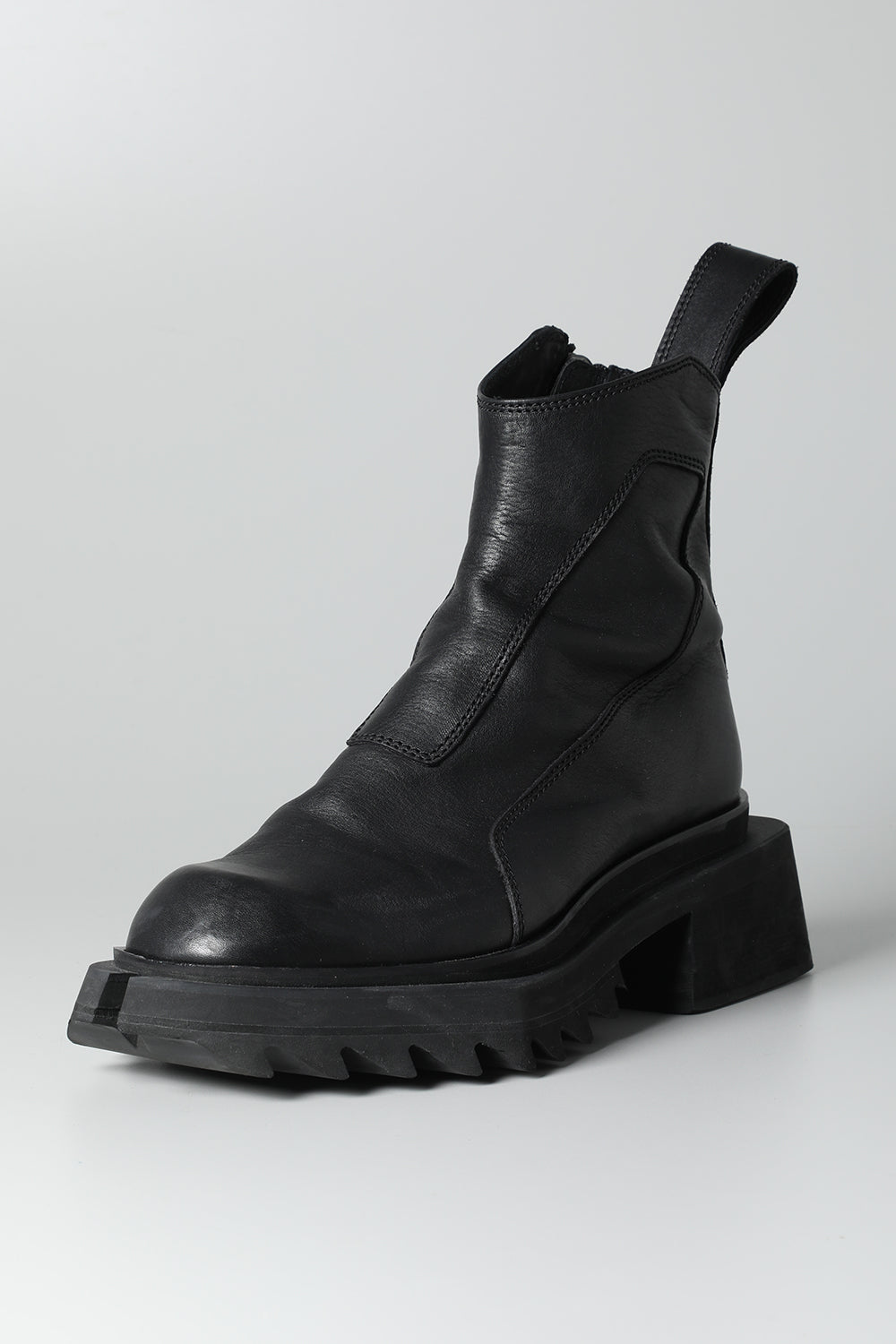 Cow Leather Side Zip Up Boots