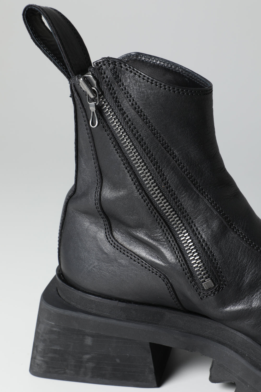 Cow Leather Side Zip Up Boots