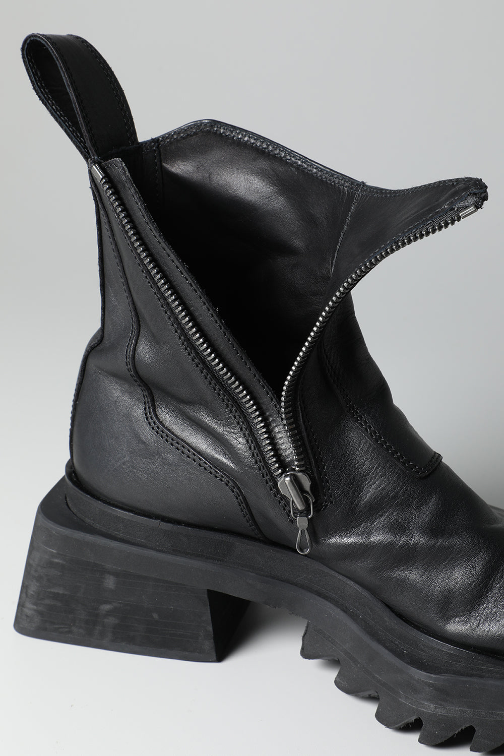 Cow Leather Side Zip Up Boots