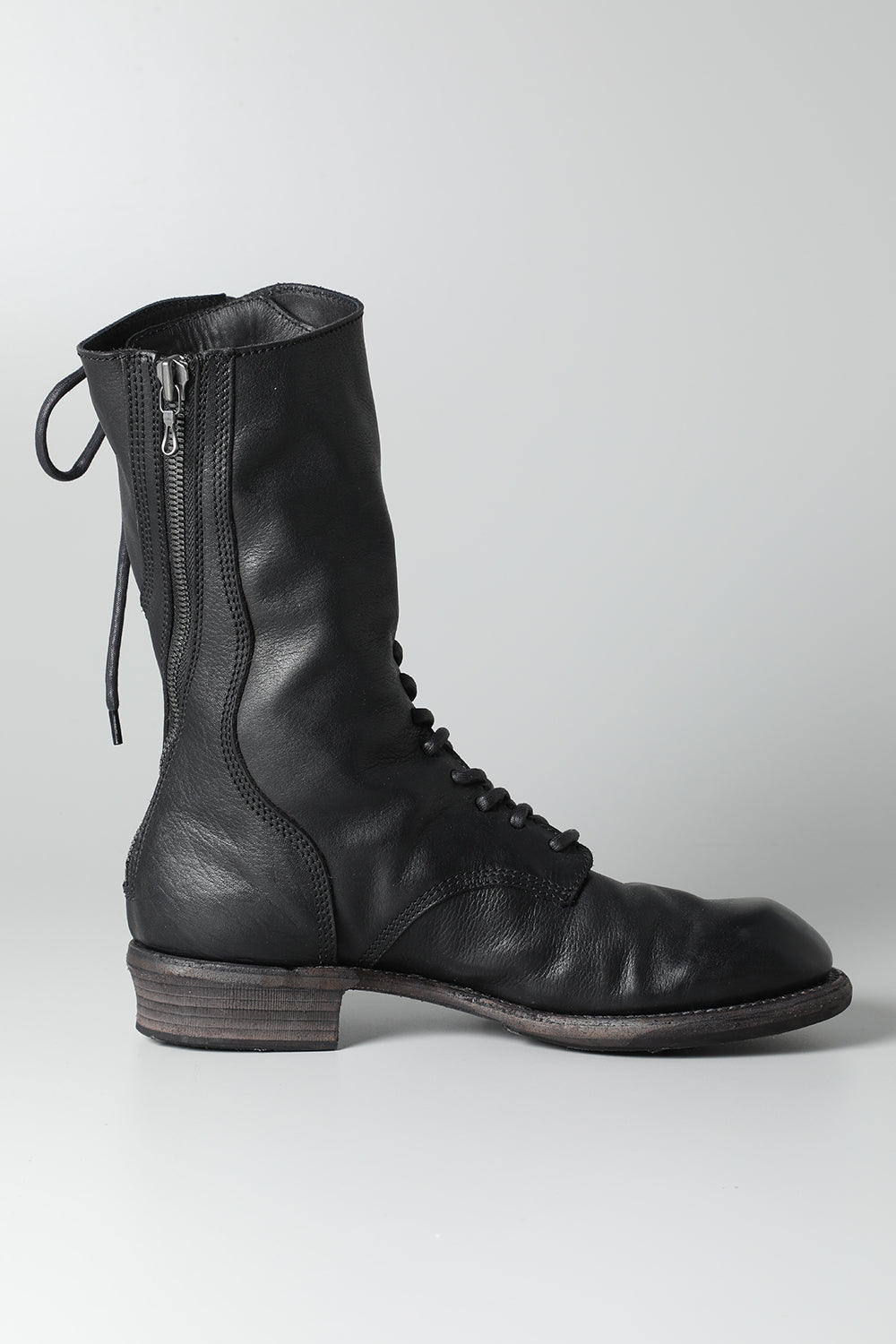 Cow Leather Lace Up Long Boots