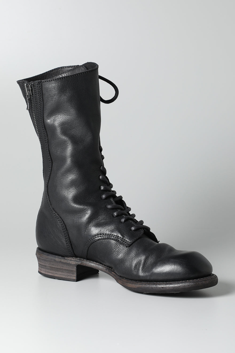 Cow Leather Lace Up Long Boots