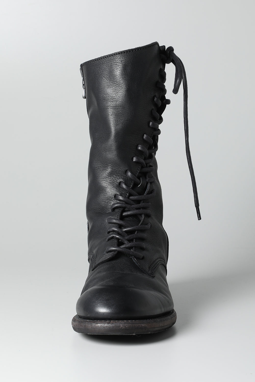 Cow Leather Lace Up Long Boots