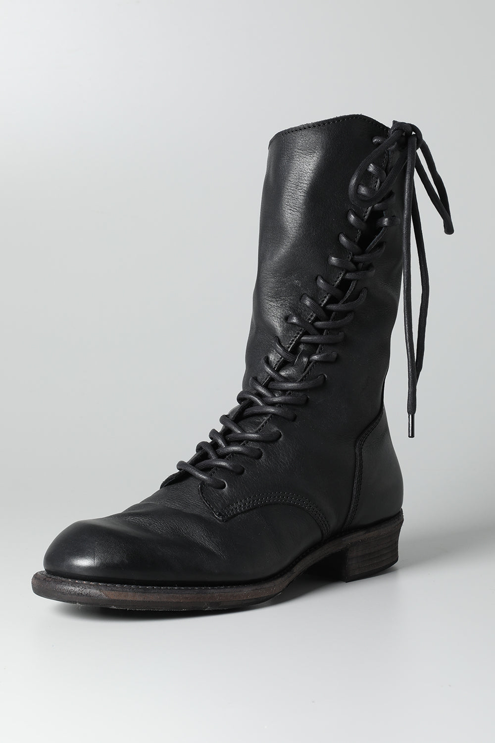 Cow Leather Lace Up Long Boots