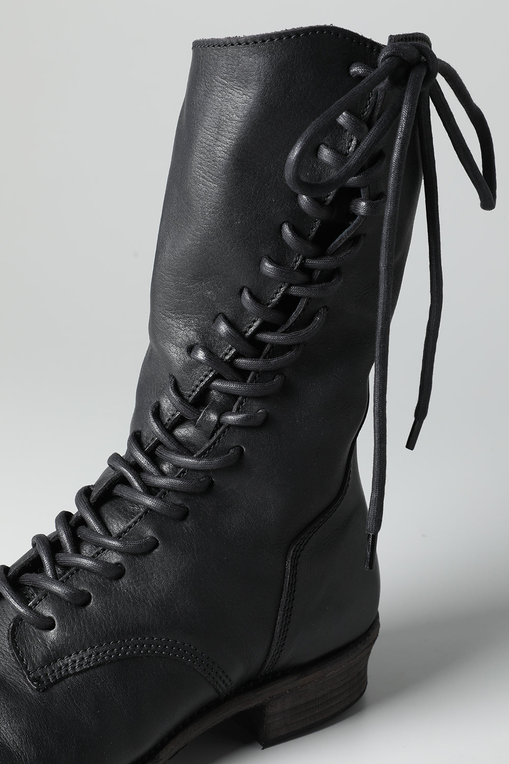 Cow Leather Lace Up Long Boots