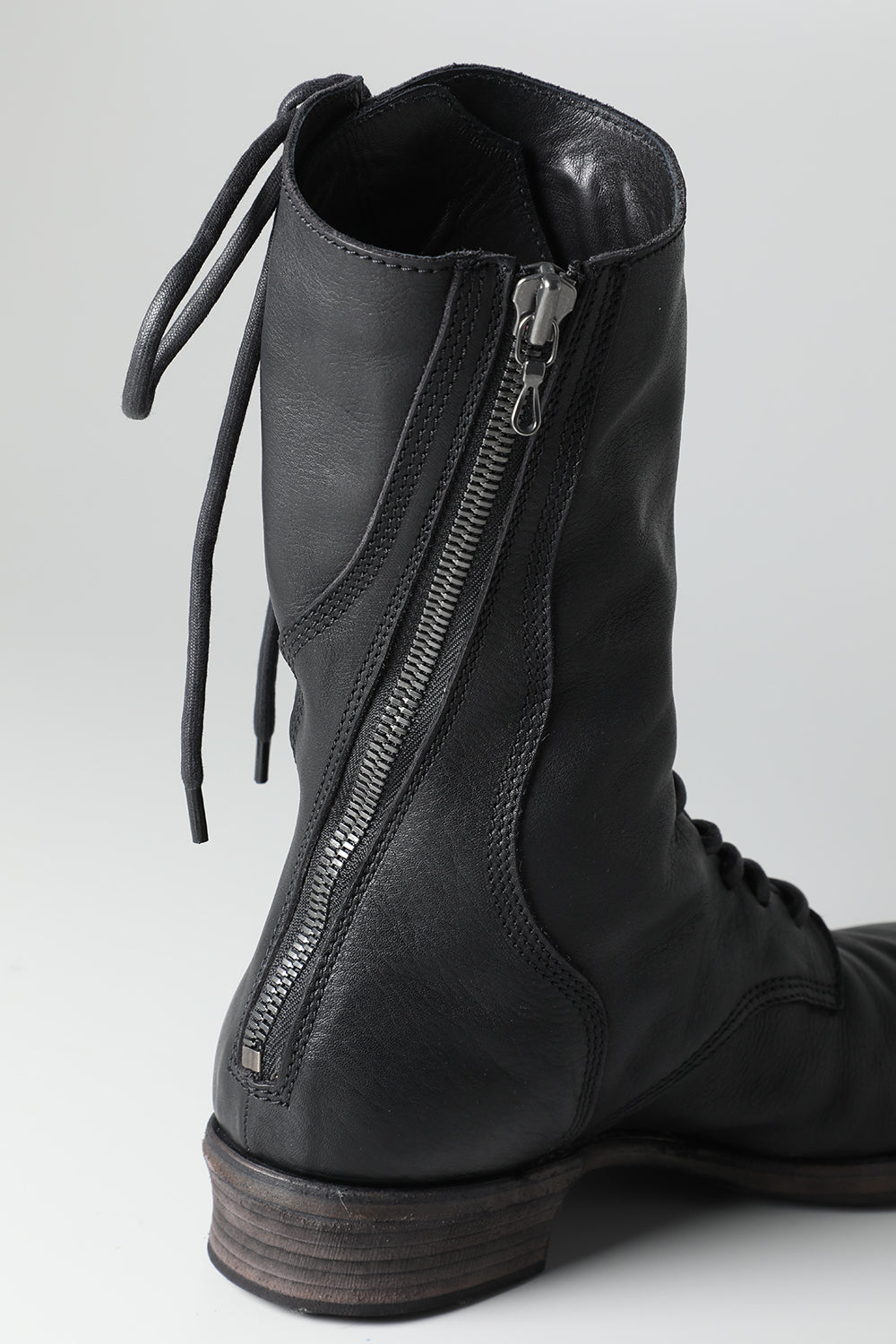 Cow Leather Lace Up Long Boots