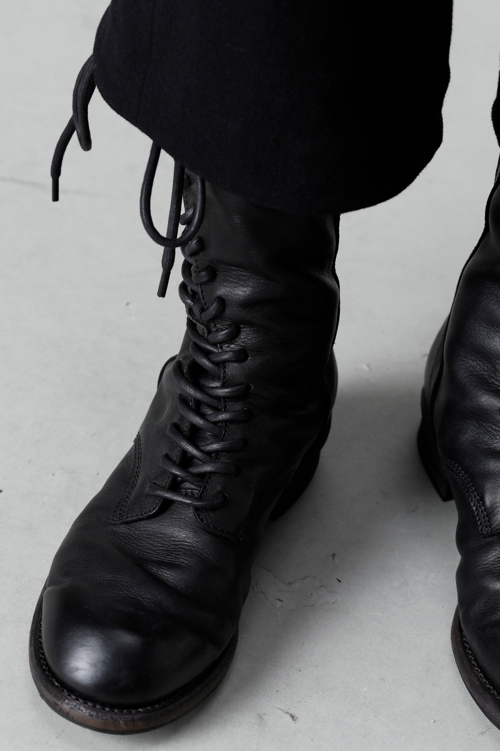 Cow Leather Lace Up Long Boots