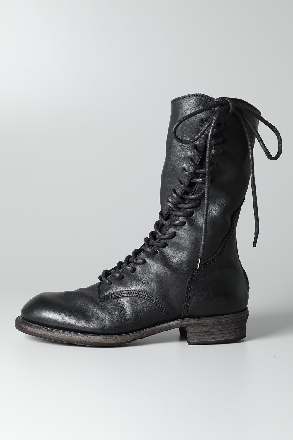 Cow Leather Lace Up Long Boots