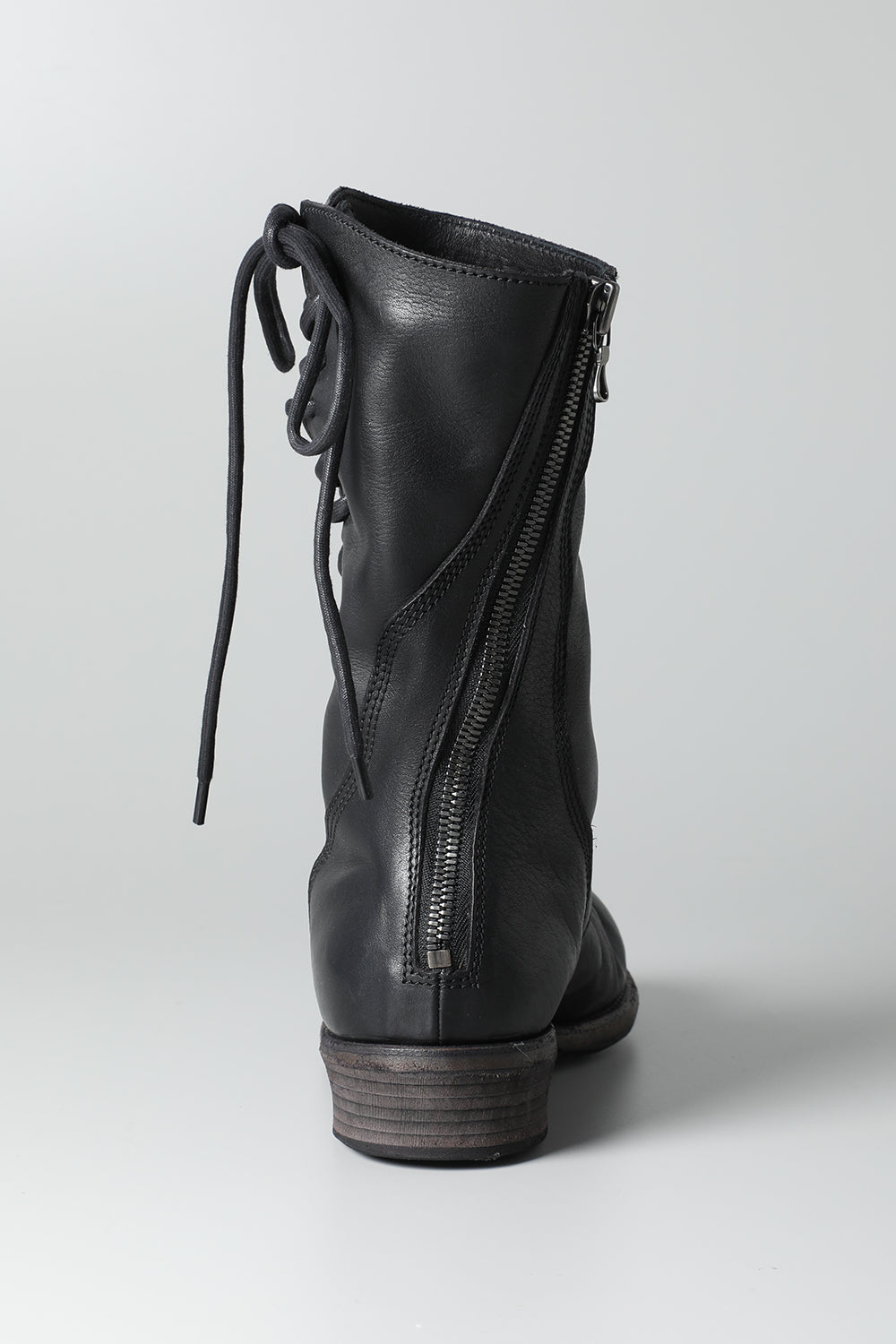 Cow Leather Lace Up Long Boots