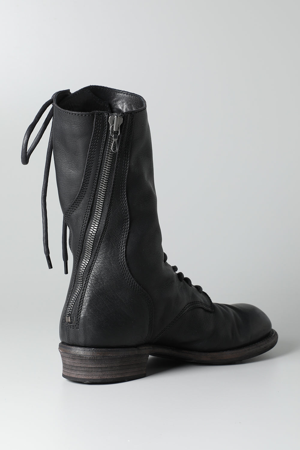 Cow Leather Lace Up Long Boots