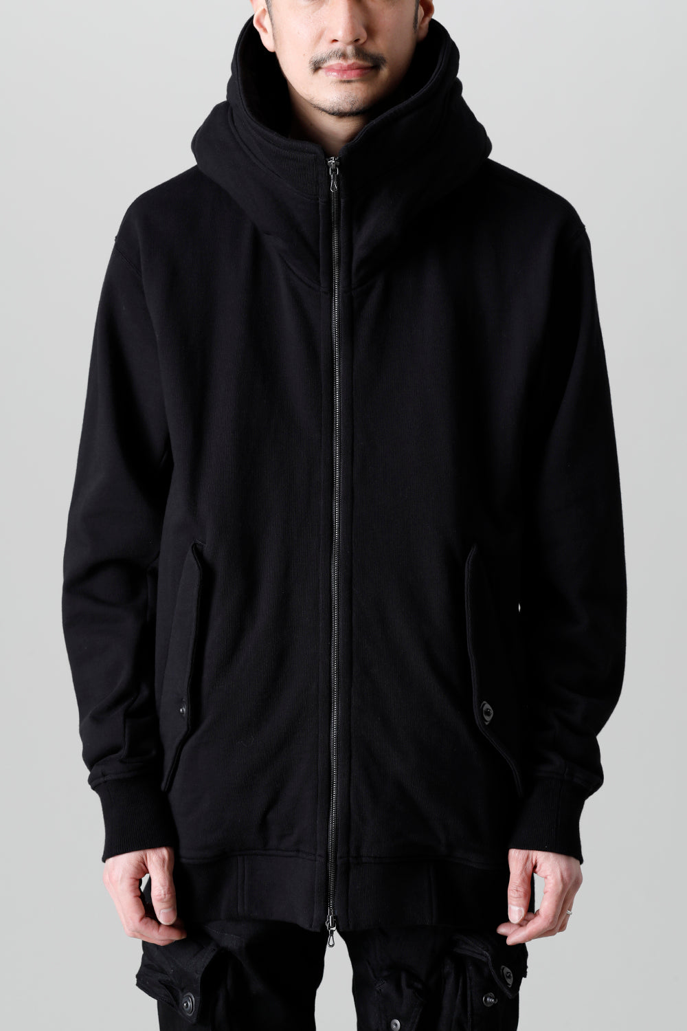 Front Zip Sweat Hoodie Black