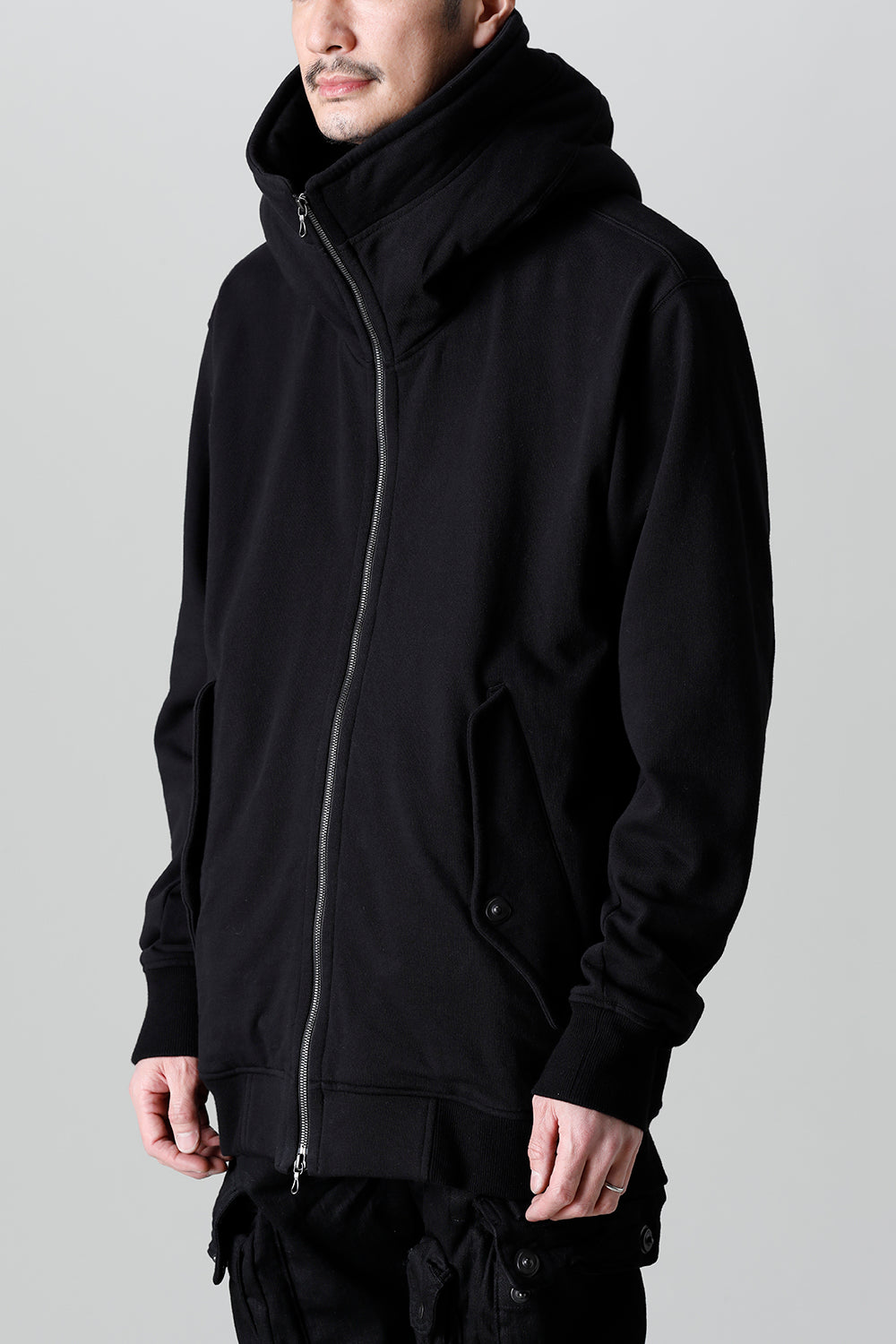Front Zip Sweat Hoodie Black