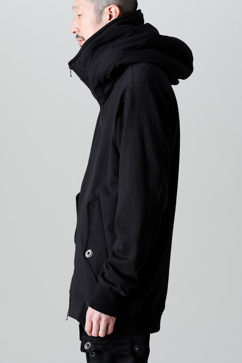 Front Zip Sweat Hoodie Black