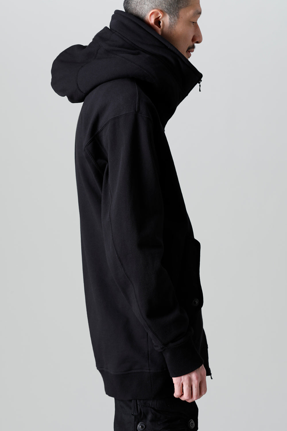 Front Zip Sweat Hoodie Black