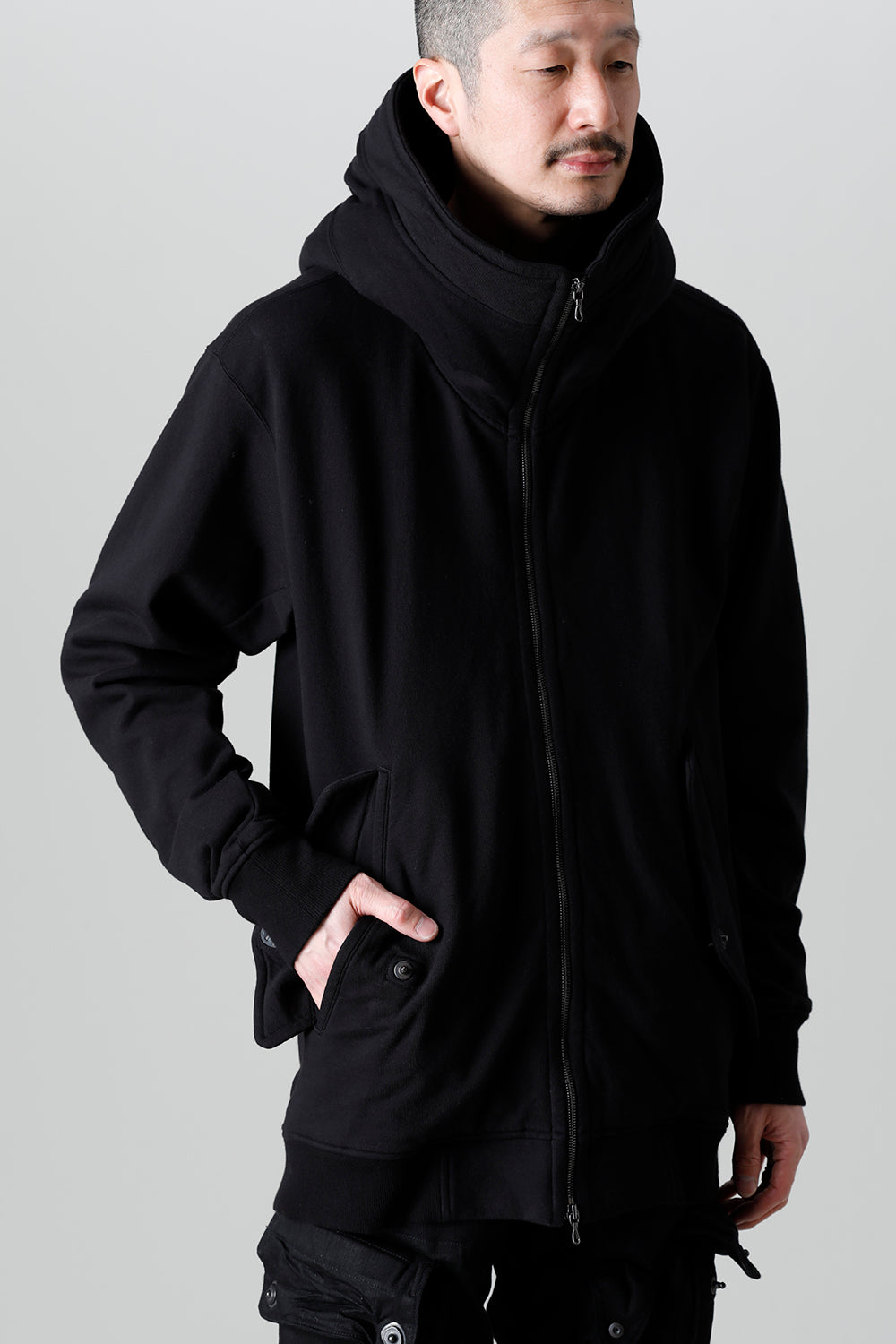 Front Zip Sweat Hoodie Black