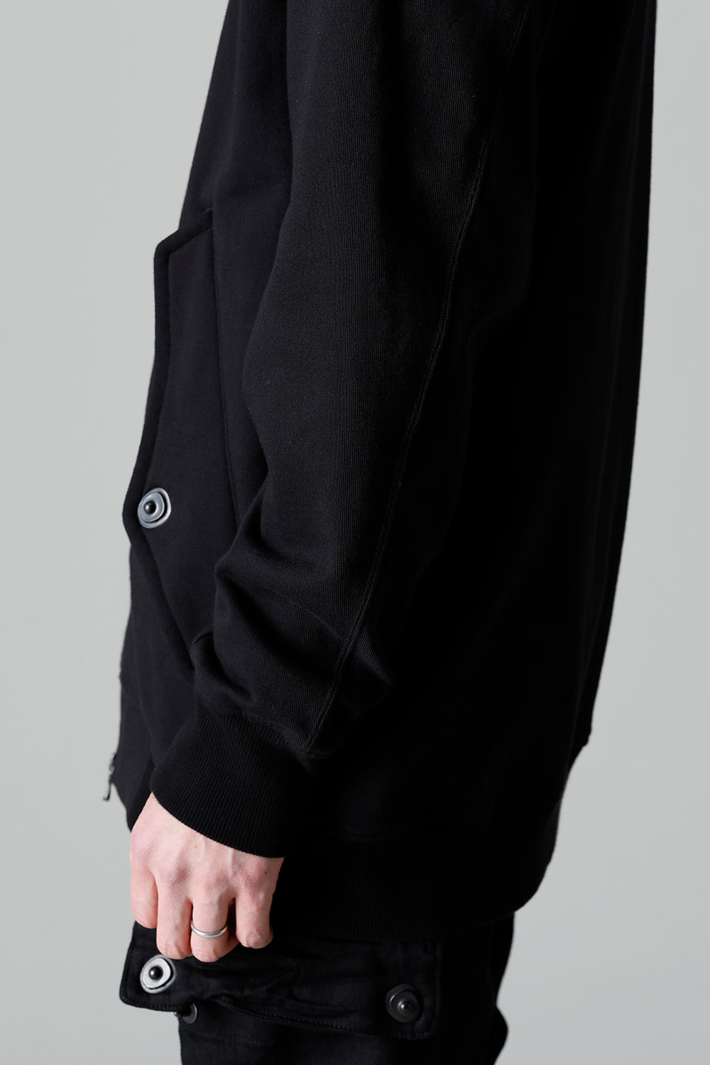 Front Zip Sweat Hoodie Black