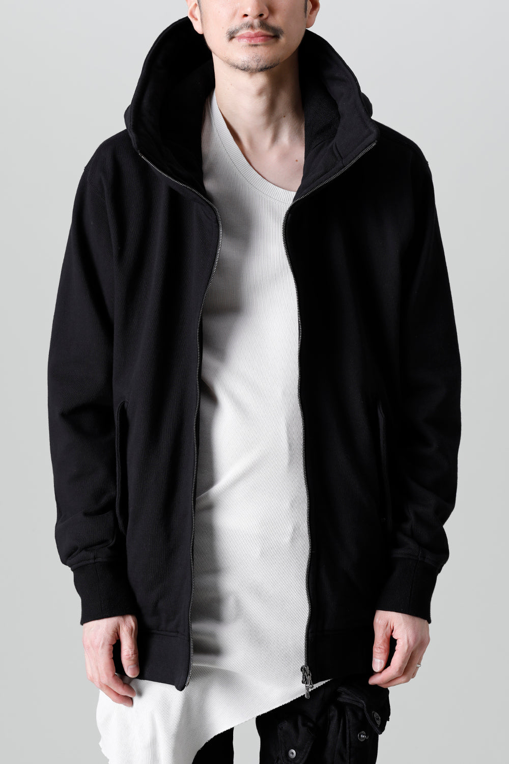 Front Zip Sweat Hoodie Black