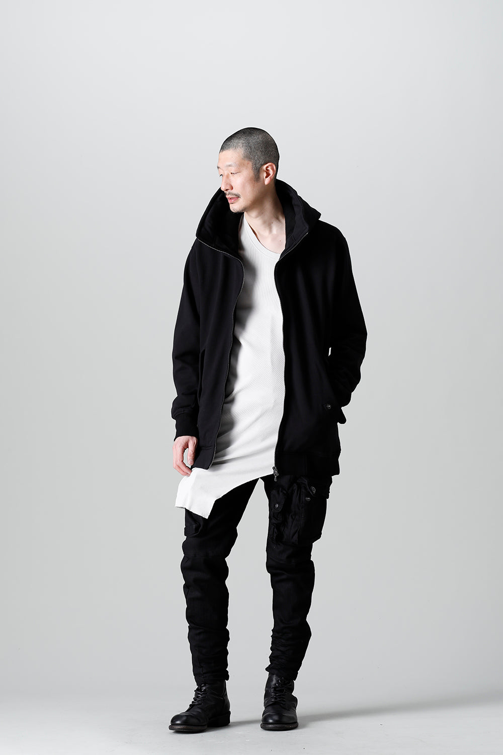 Front Zip Sweat Hoodie Black