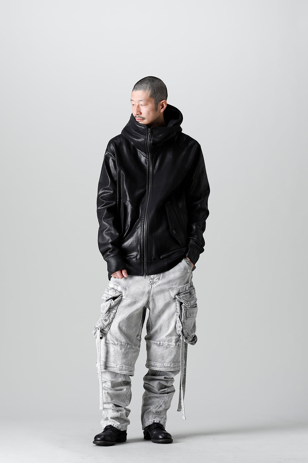 Front Zip Coated Sweat Hoodie