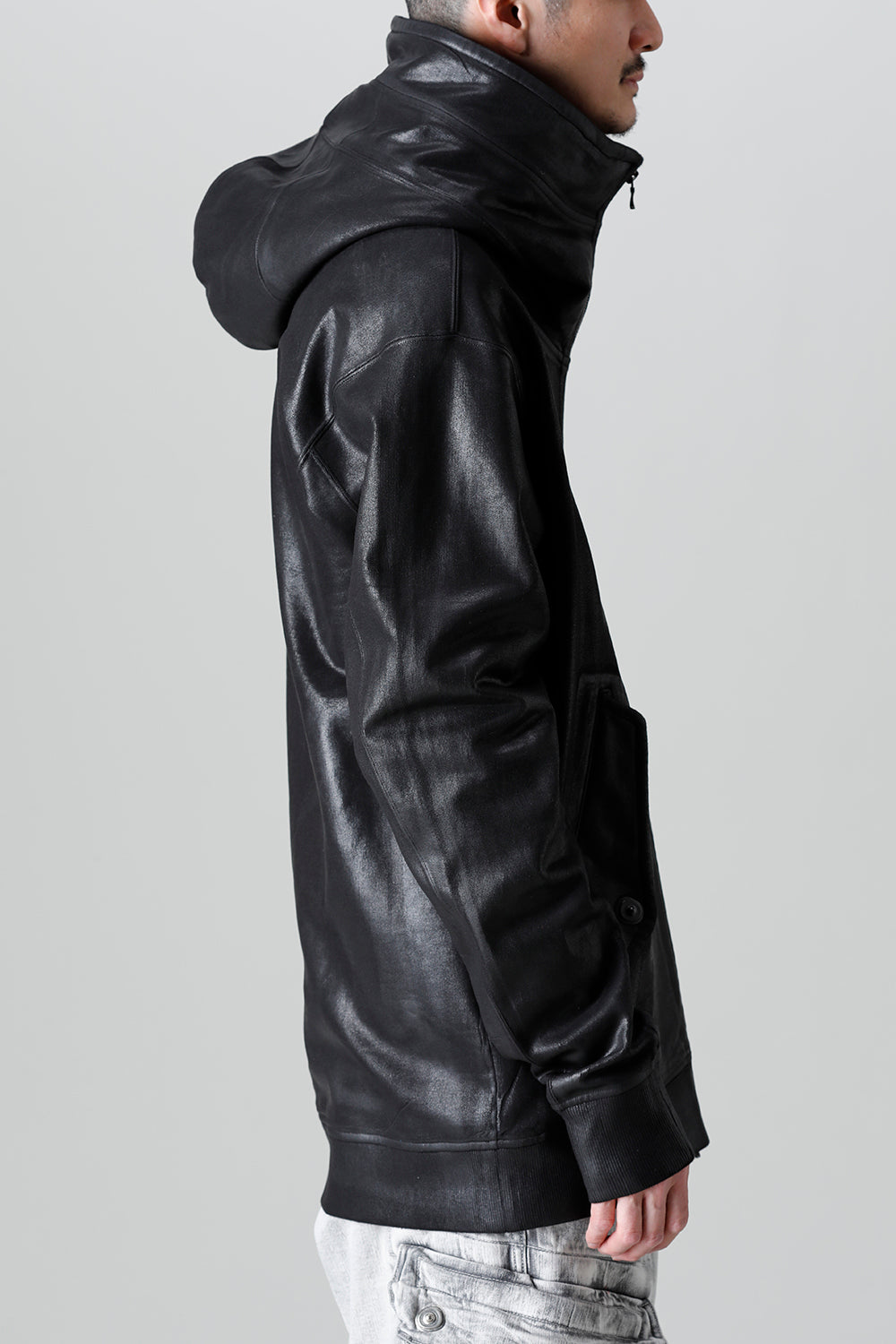 Front Zip Coated Sweat Hoodie