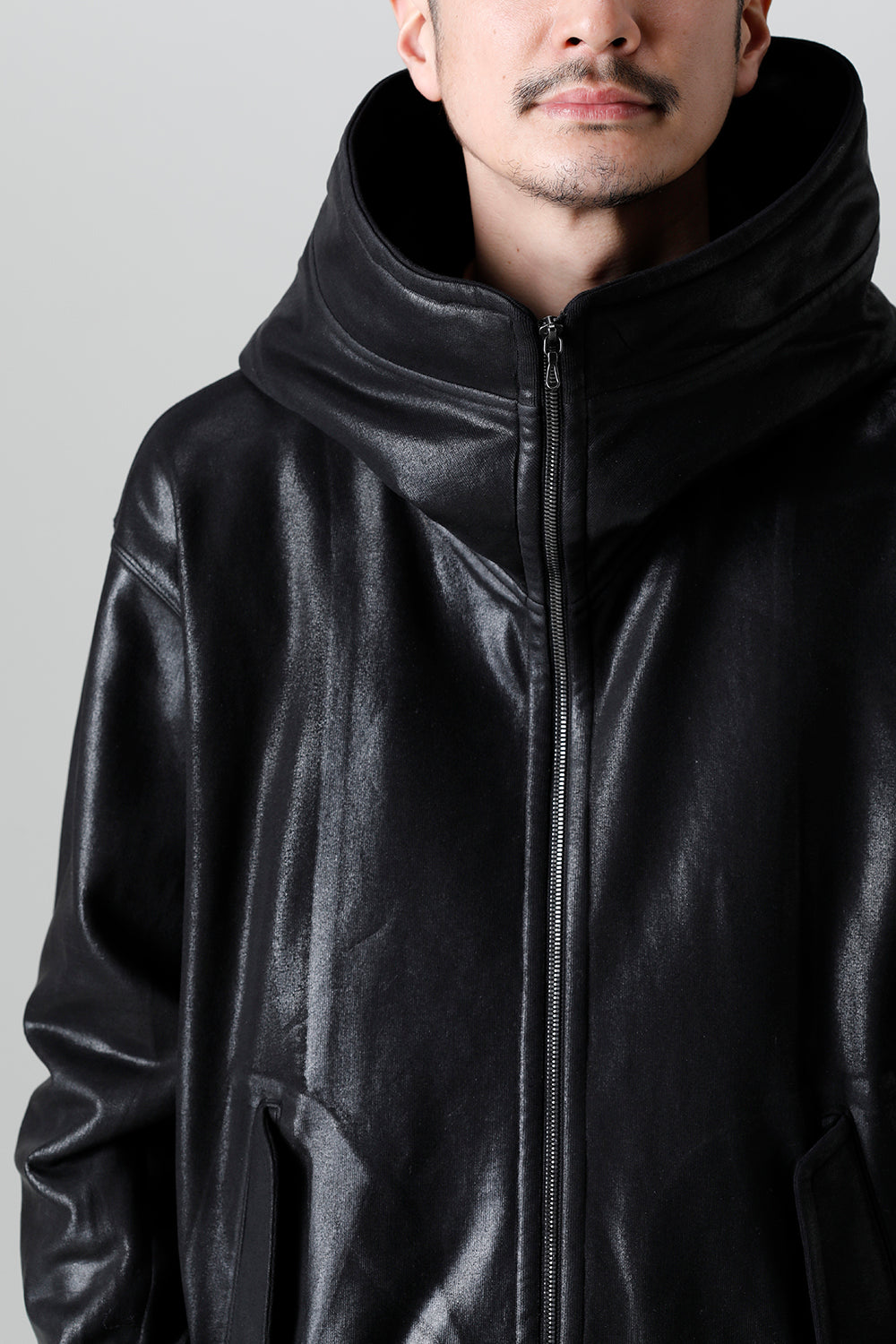 Front Zip Coated Sweat Hoodie