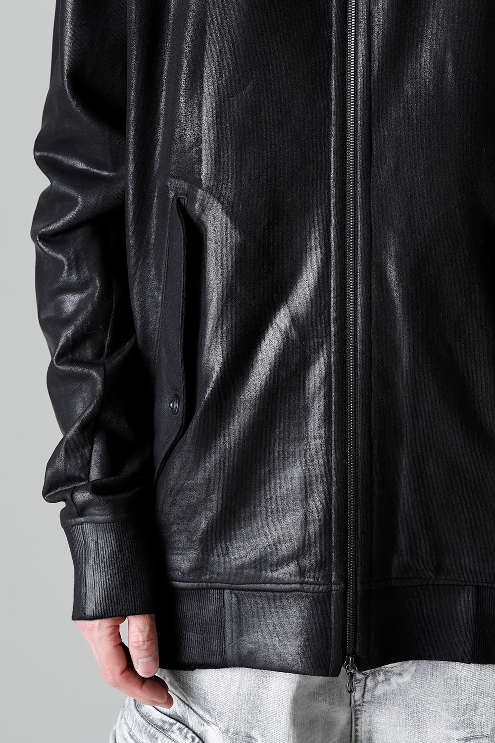 Front Zip Coated Sweat Hoodie