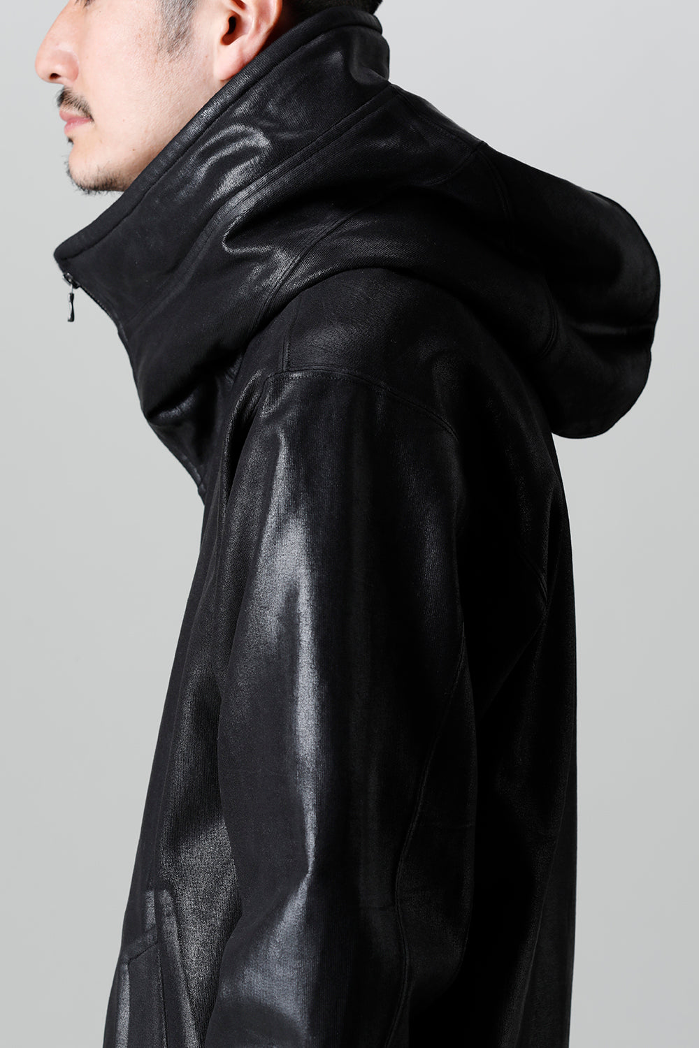 Front Zip Coated Sweat Hoodie