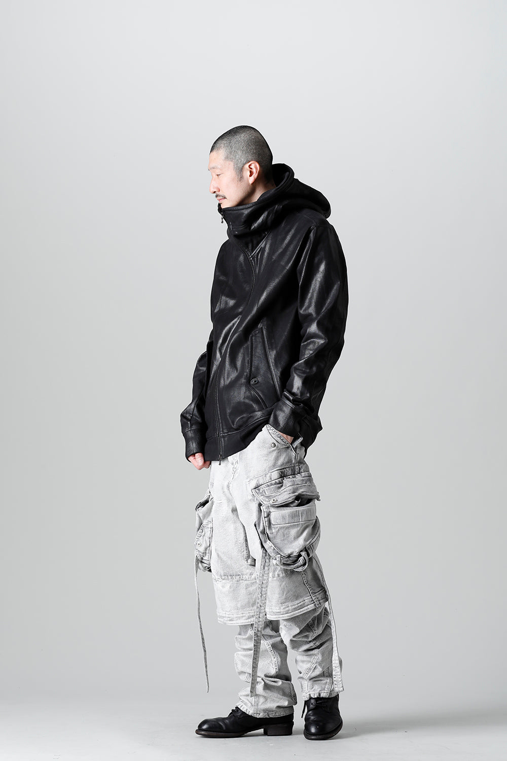 Front Zip Coated Sweat Hoodie