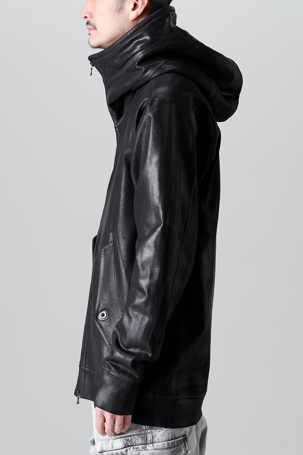 Front Zip Coated Sweat Hoodie