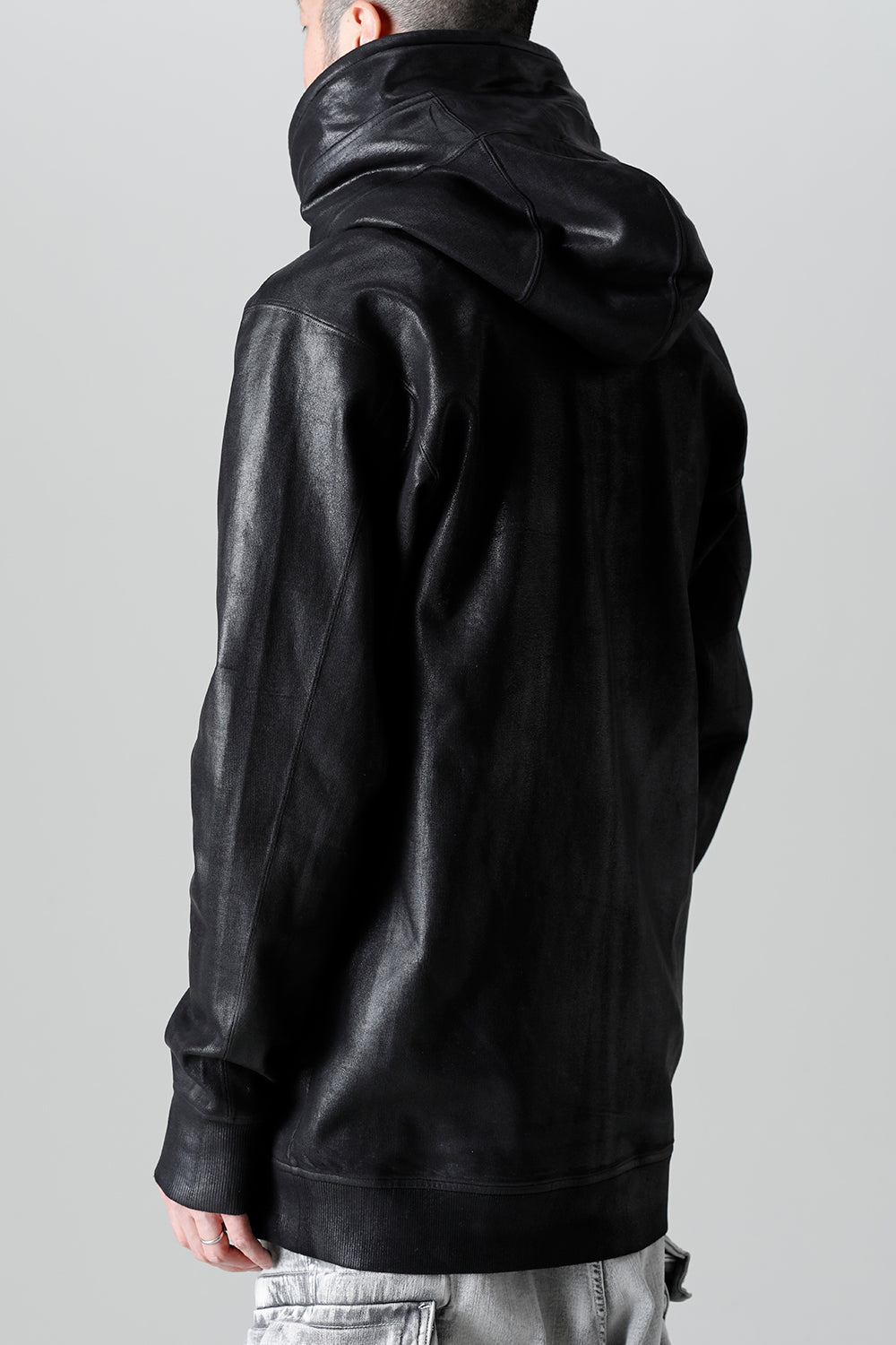 Front Zip Coated Sweat Hoodie