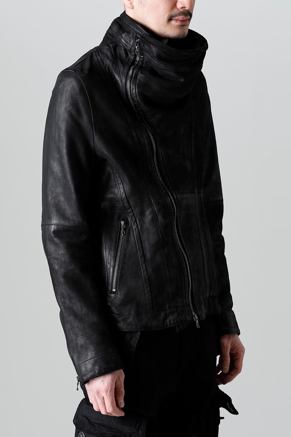 Lamb Leather Covered Neck Jacket