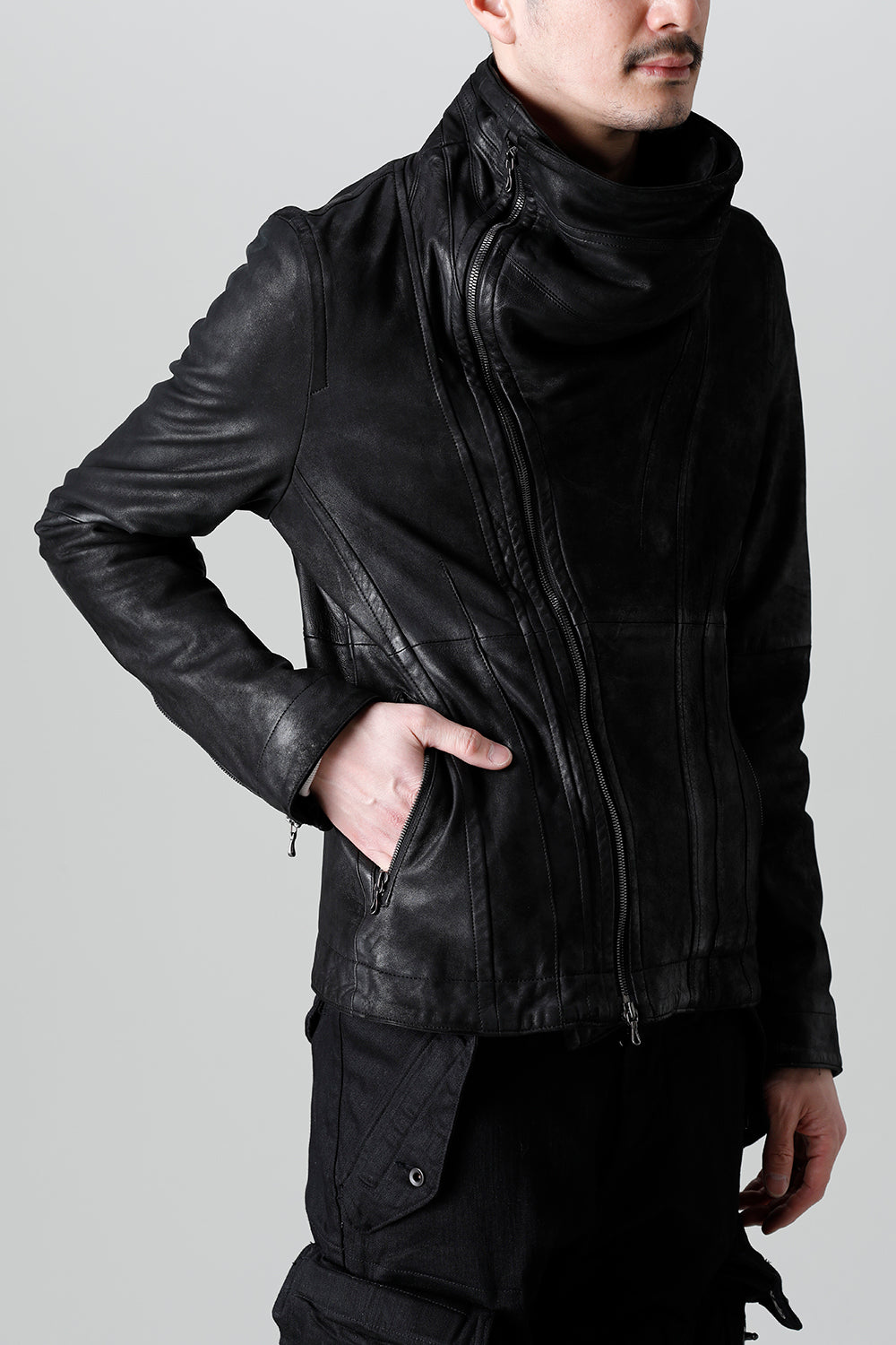 Lamb Leather Covered Neck Jacket