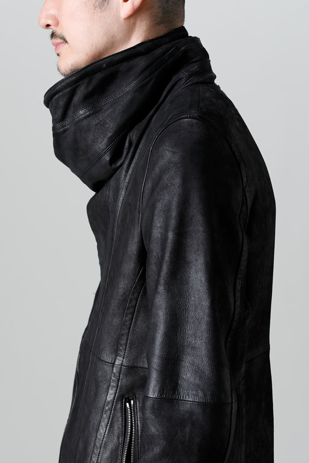 Lamb Leather Covered Neck Jacket
