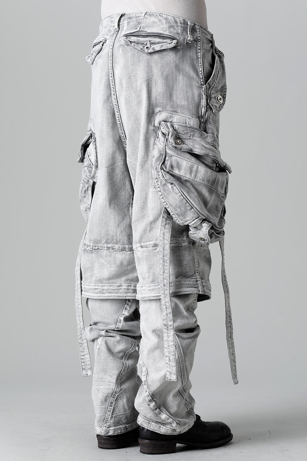 10.5oz Stretch Denim Gas Mask Wide Pants Plaster