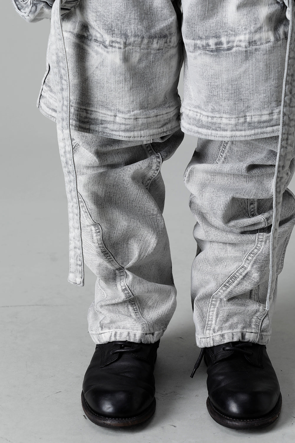 10.5oz Stretch Denim Gas Mask Wide Pants Plaster