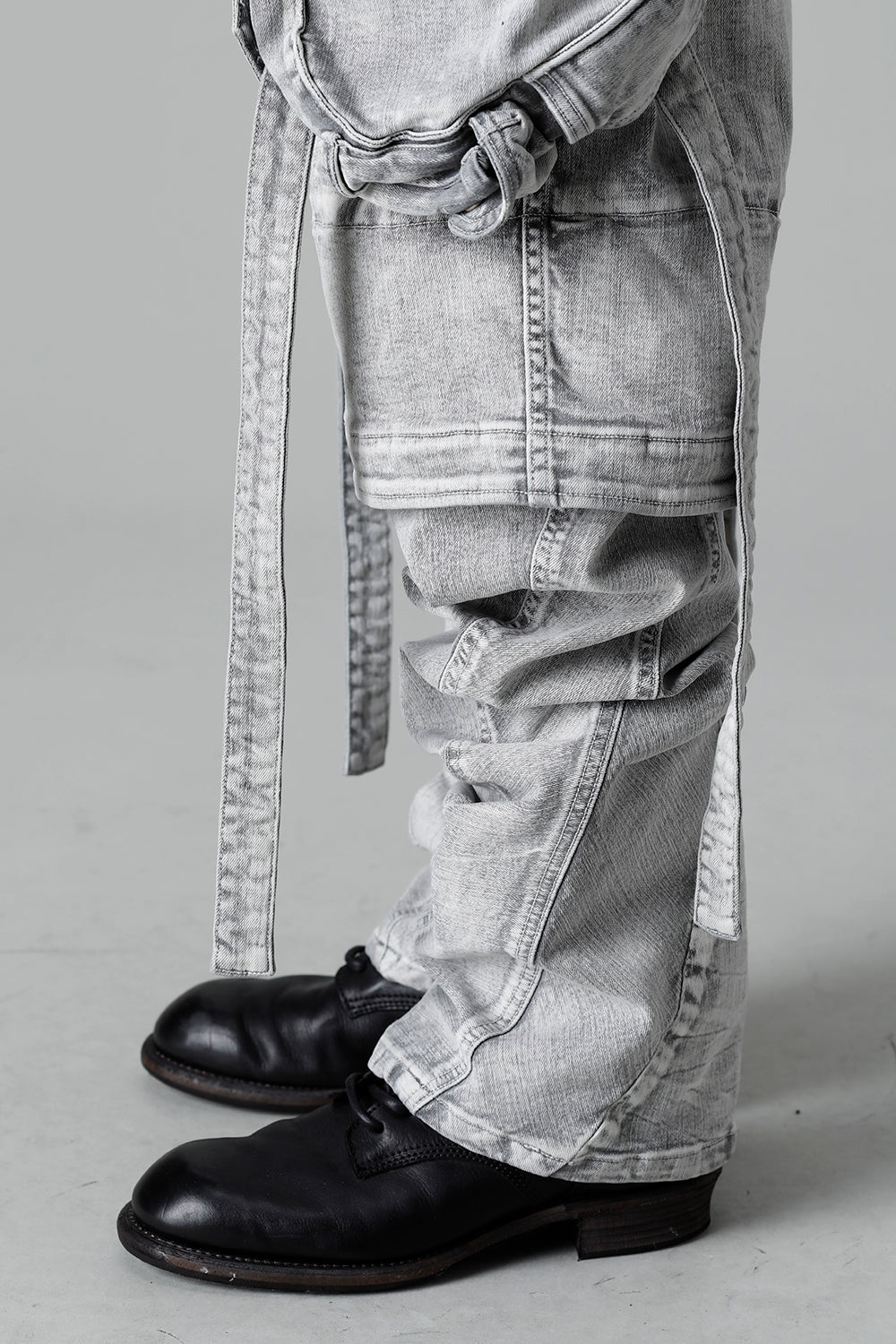 10.5oz Stretch Denim Gas Mask Wide Pants Plaster