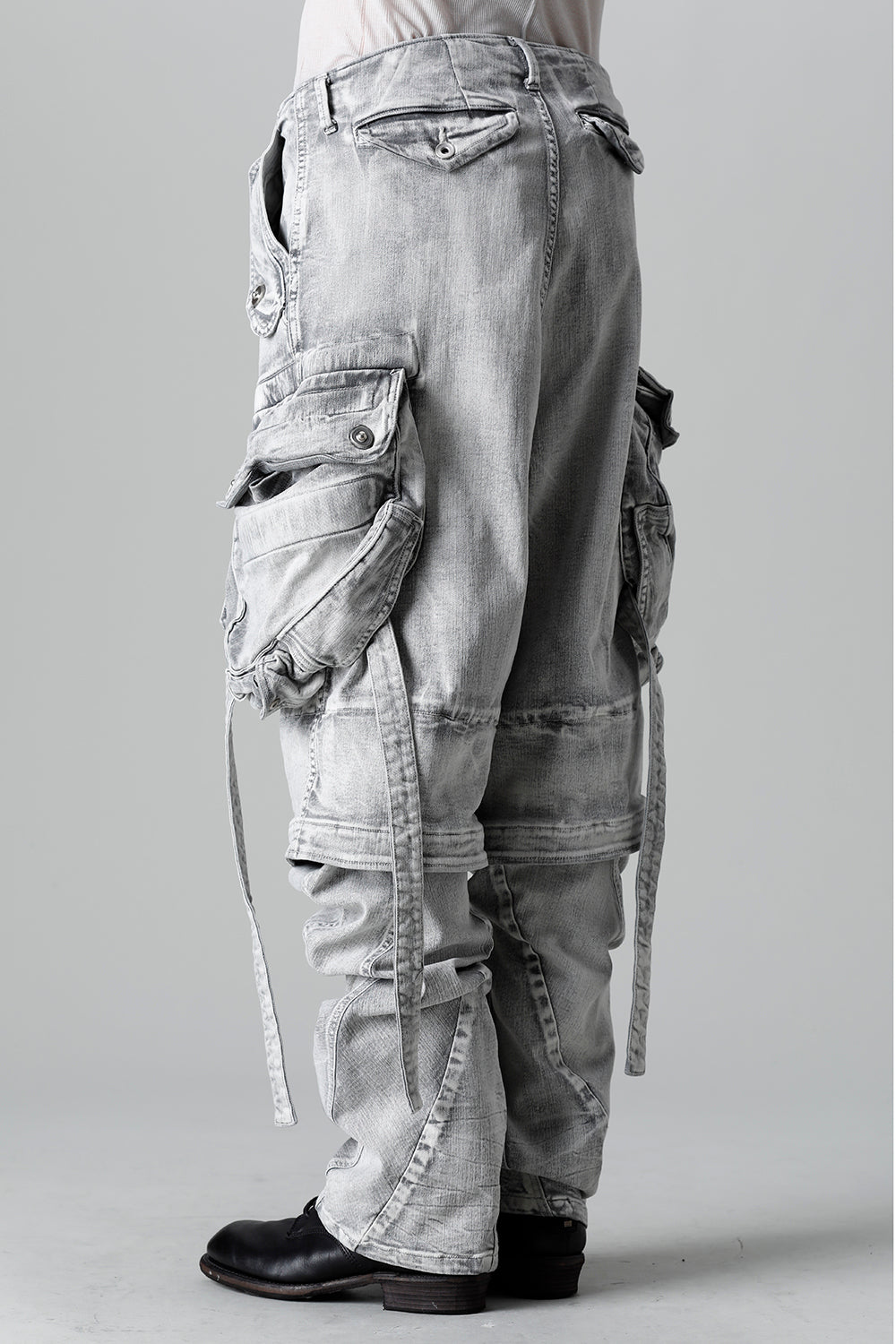 10.5oz Stretch Denim Gas Mask Wide Pants Plaster