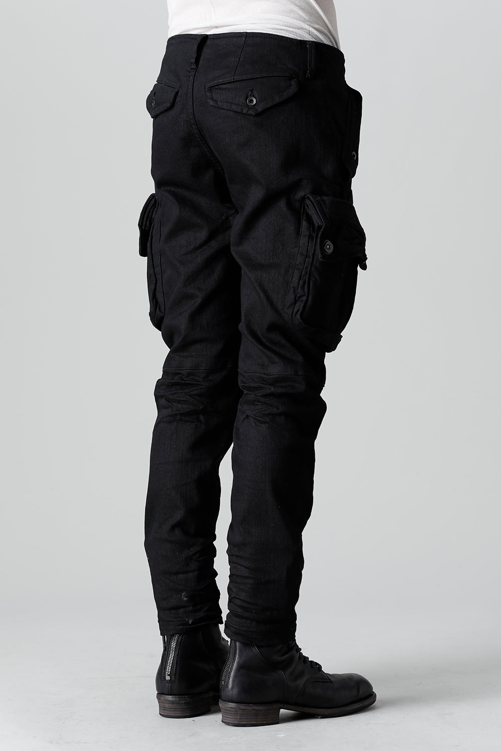 10.5oz Stretch Denim Gas Mask Skinny Pants Black