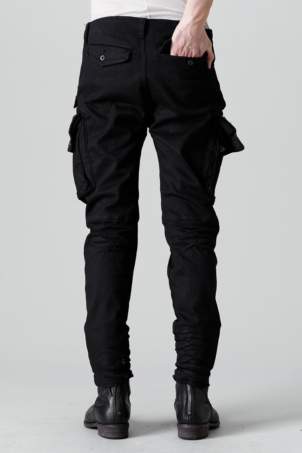 10.5oz Stretch Denim Gas Mask Skinny Pants Black