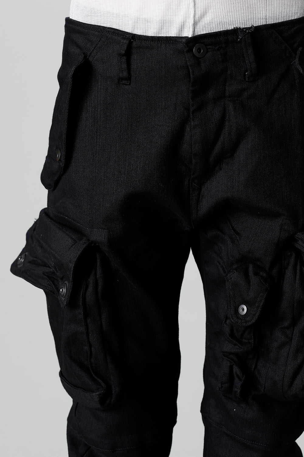 10.5oz Stretch Denim Gas Mask Skinny Pants Black