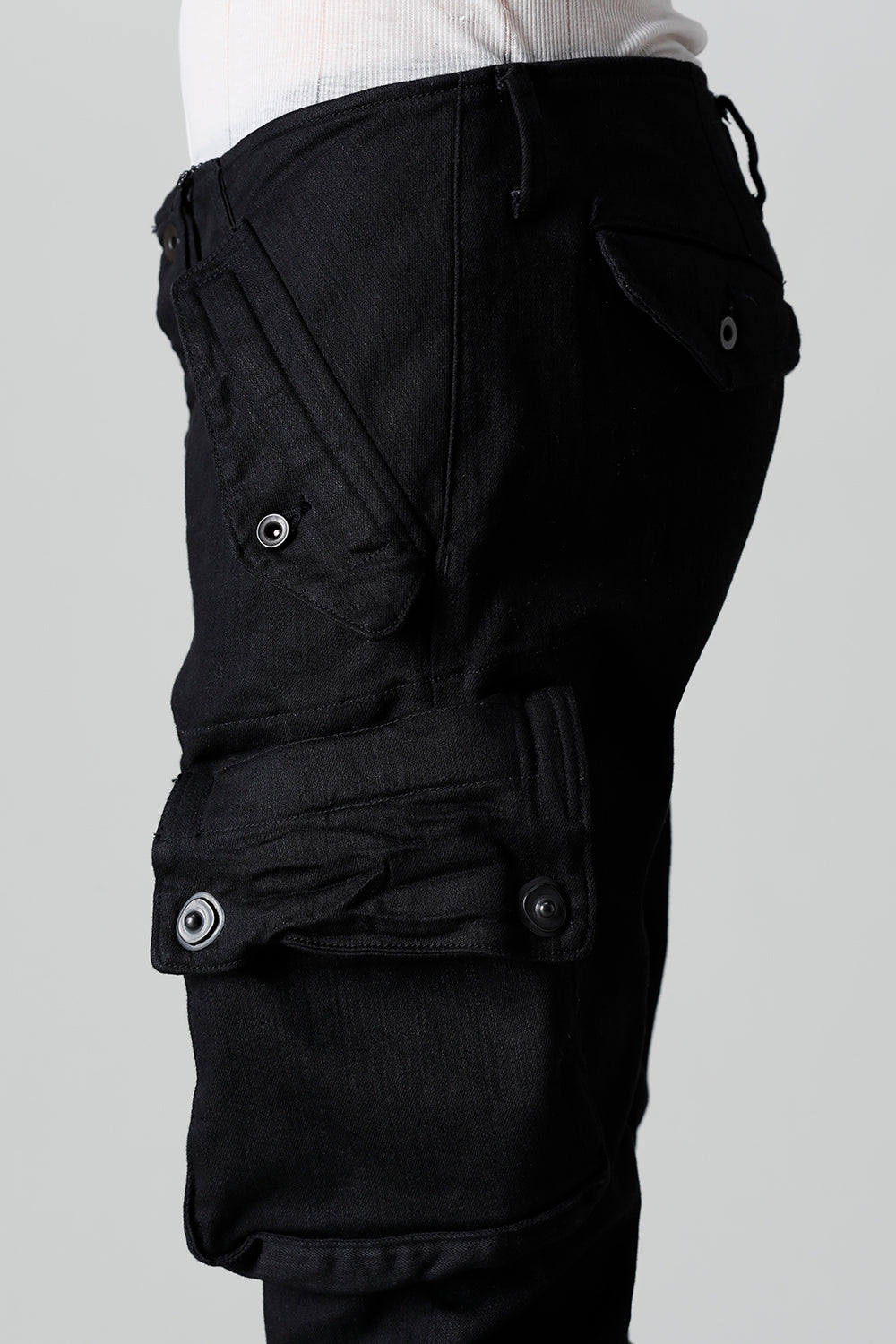 10.5oz Stretch Denim Gas Mask Skinny Pants Black