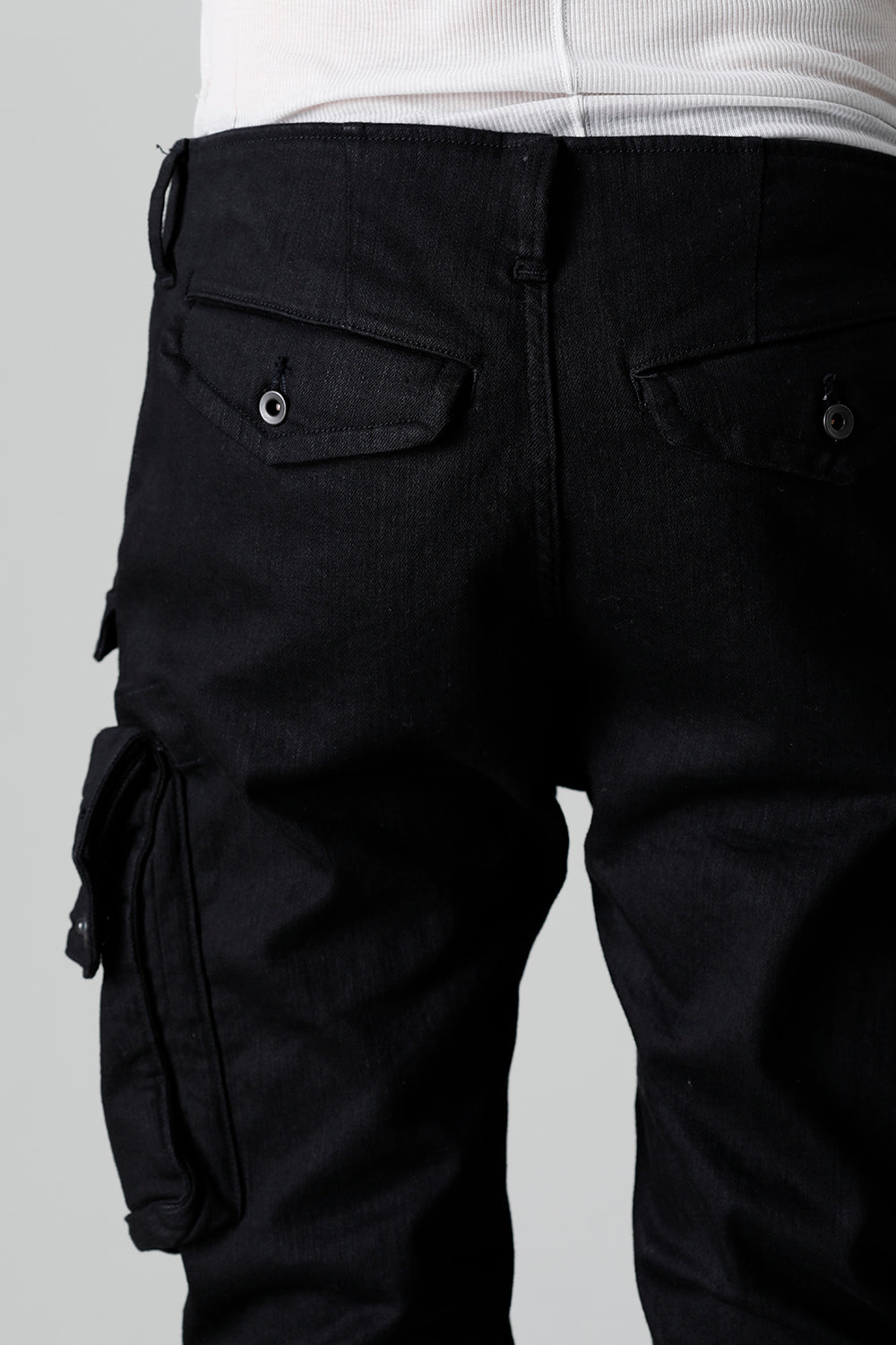 10.5oz Stretch Denim Gas Mask Skinny Pants Black