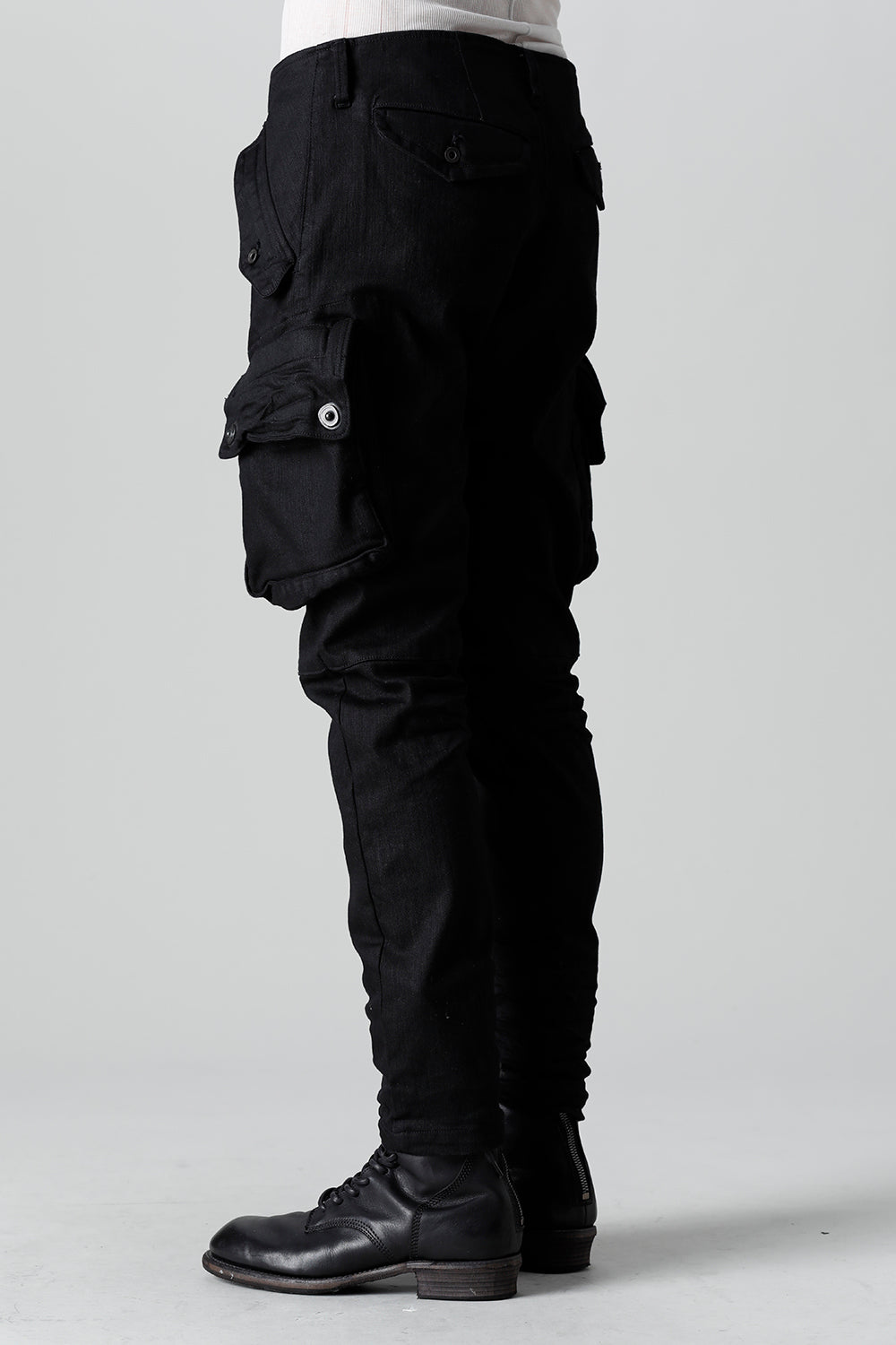 10.5oz Stretch Denim Gas Mask Skinny Pants Black