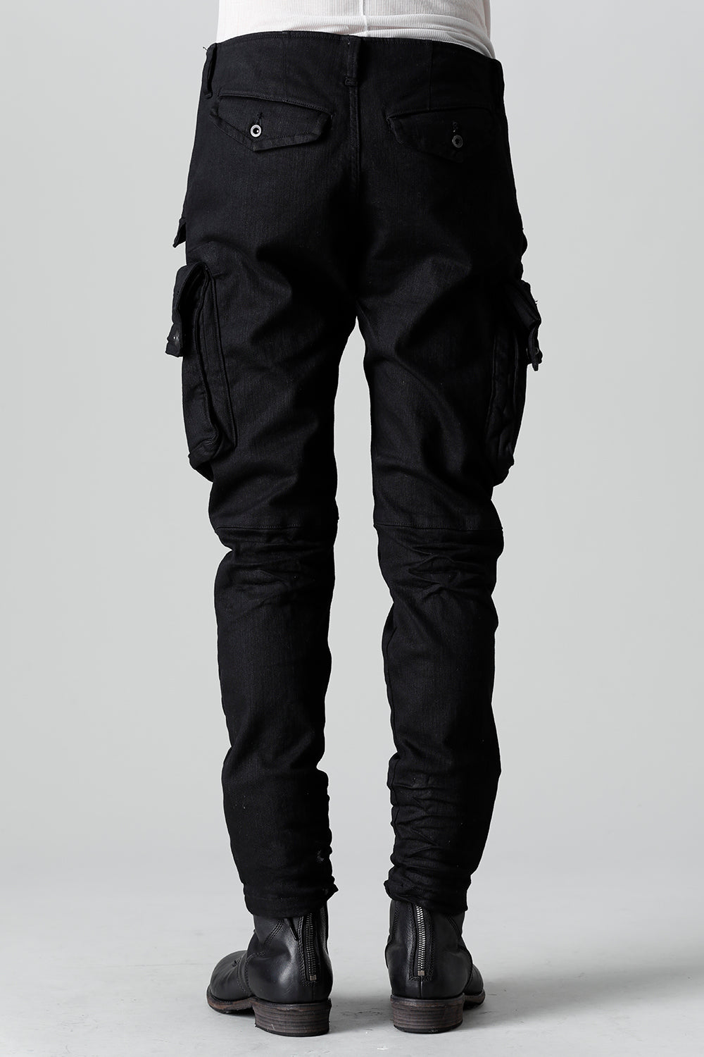 10.5oz Stretch Denim Gas Mask Skinny Pants Black