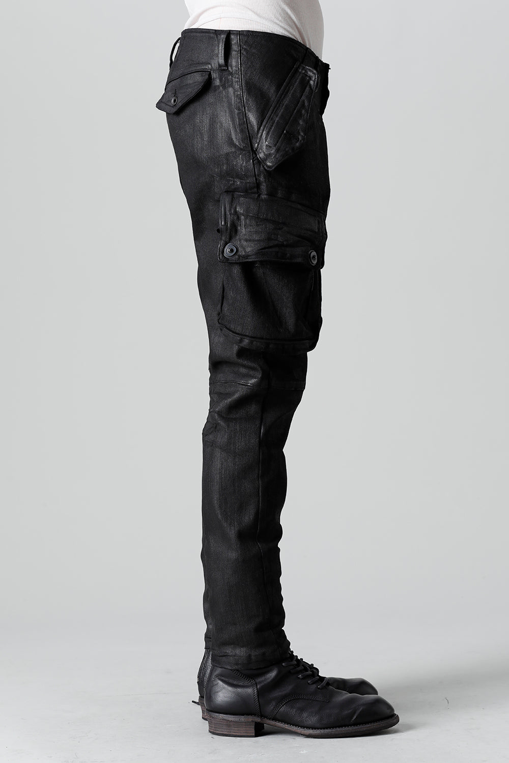 10.5oz Stretch Denim Gas Mask Coated Skinny Pants